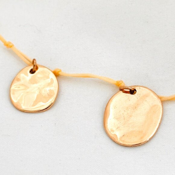 Talbots Boho Rose Gold Disc Station Necklace on Knotted Cord - Picture 5 of 9